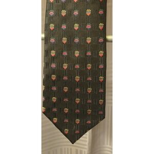 Hallmark Holiday Traditions Christmas Ornaments Neck Tie‎ Black with Green & Red